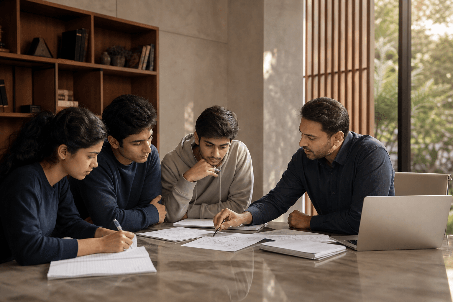 A Vericx mentor guiding students through a focused learning session